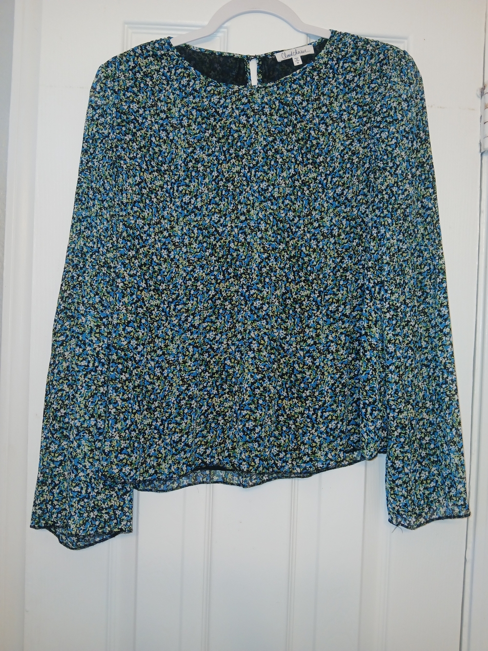 Cloud Chaser Blue Floral Pleated Blouse For Woman
